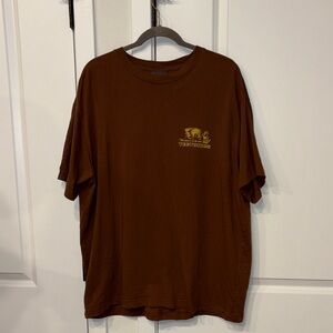 Urban Outfitters Brown Tee with Gold Graphic